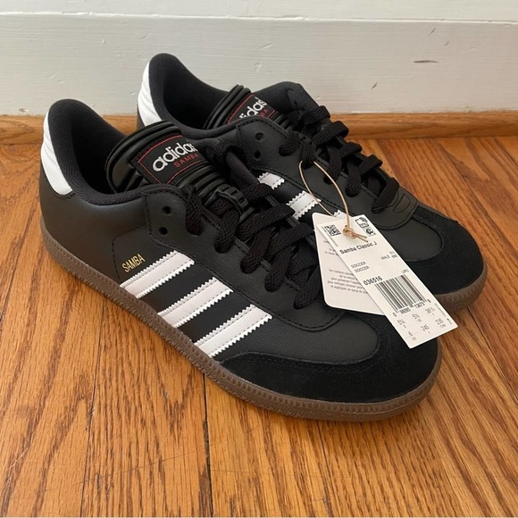 adidas Shoes - Adidas Samba Classic Leather Sneakers Black Light Brown Soles Women's 7